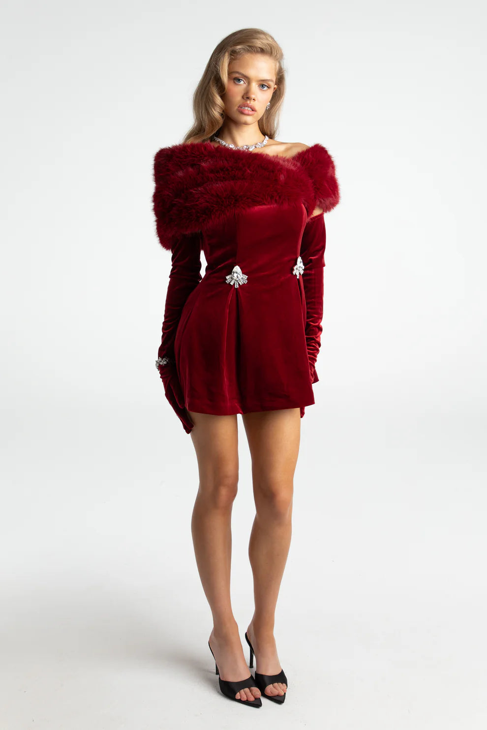 Simone Velvet Dress (Red)